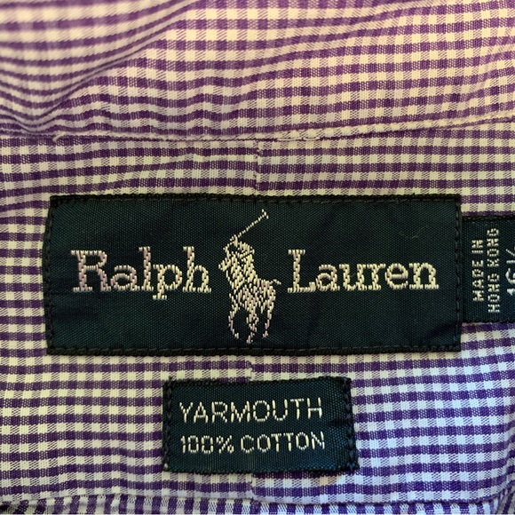 Ralph Lauren button down shirt, long sleeve, blue white check, size 16 1/2 42/33 - Picture 3 of 3